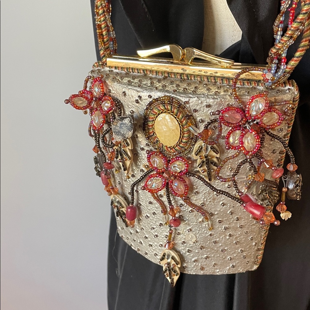 Mary Frances Beaded Evening Bag | Metallic Leather | Embellished Art Purse - Picture 3 of 8